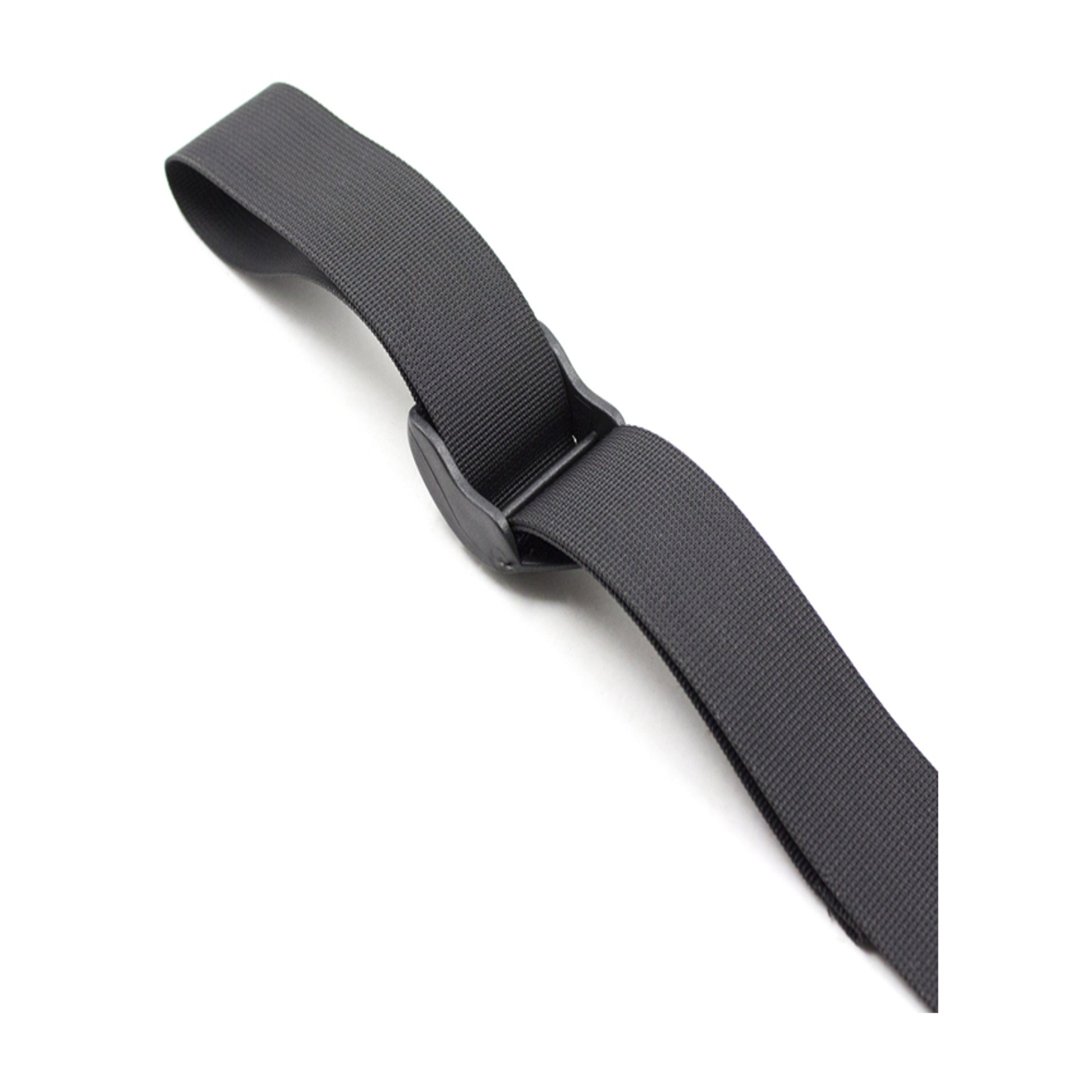 Adjustable nylon buckle detail on black strap