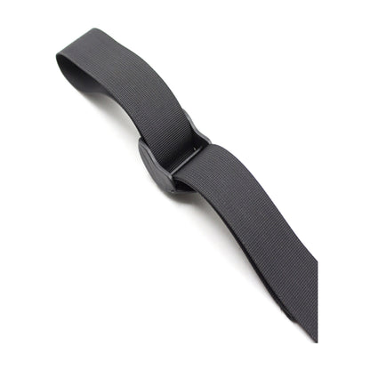 Adjustable nylon buckle detail on black strap