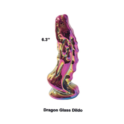 Luxe-AF Dragon 6.3 Inch Glass Dildo Iridescent retail packaging