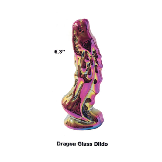 Luxe-AF Dragon 6.3 Inch Glass Dildo Iridescent retail packaging