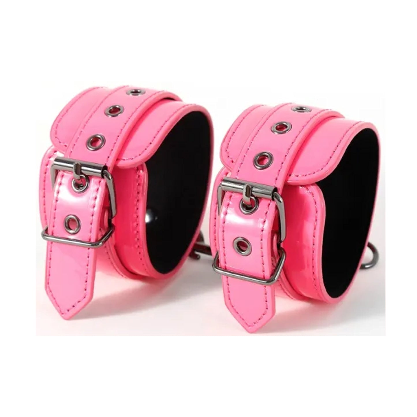 Luxe-AF Faux Leather Handcuffs Hot Pink front view