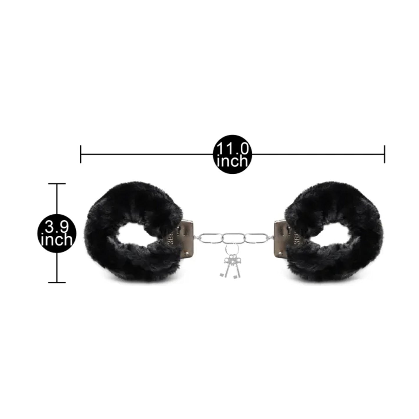Measurement guide showing leopard fluffy handcuffs