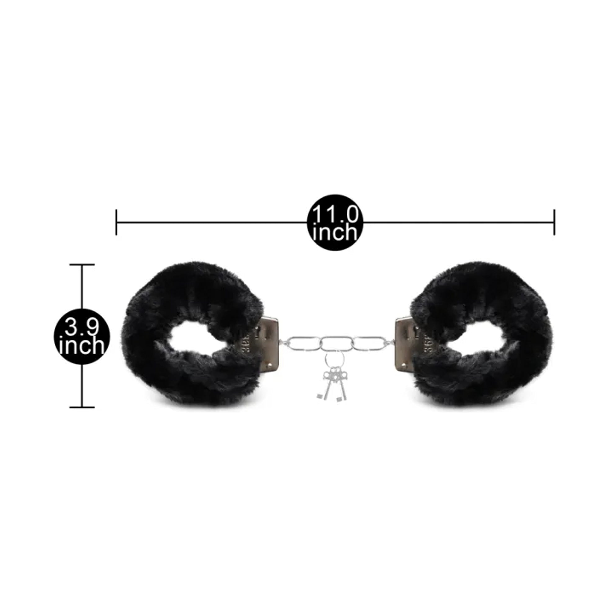 Measurement guide showing leopard fluffy handcuffs
