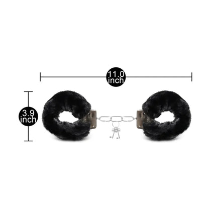 Measurement guide showing leopard fluffy handcuffs