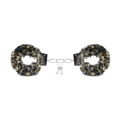 Luxe-AF Fluffy Metal Handcuffs Leopard front view