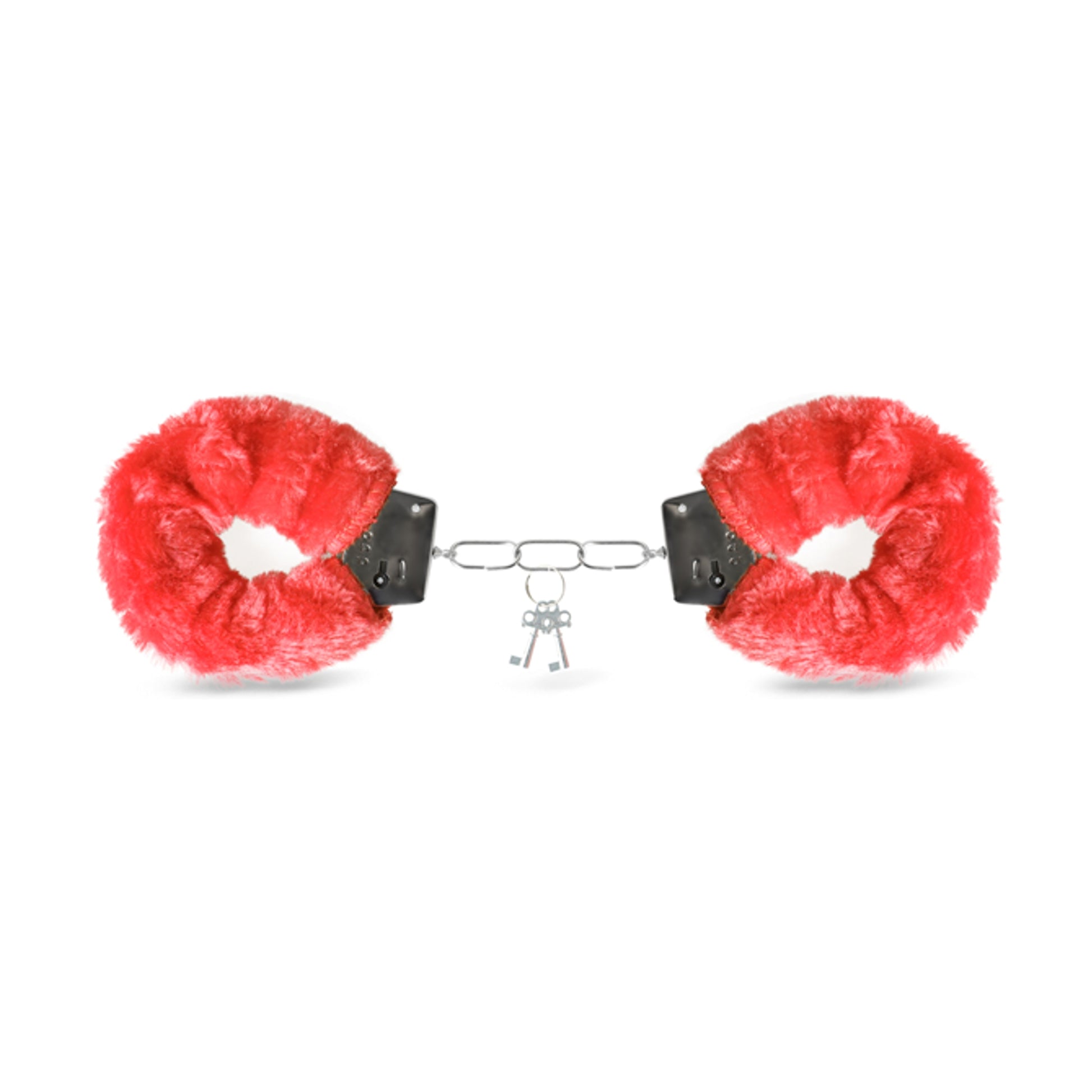 Luxe-AF Fluffy Metal Handcuffs Red front view