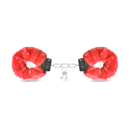 Luxe-AF Fluffy Metal Handcuffs Red front view