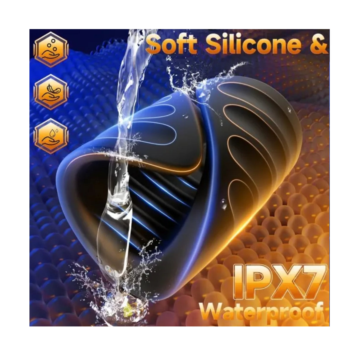 IPX7 waterproof silicone masturbator under running water
