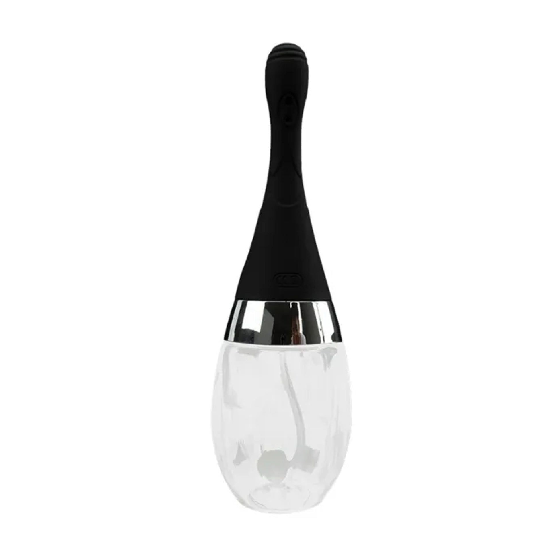 Rear view of rechargeable douche and reservoir