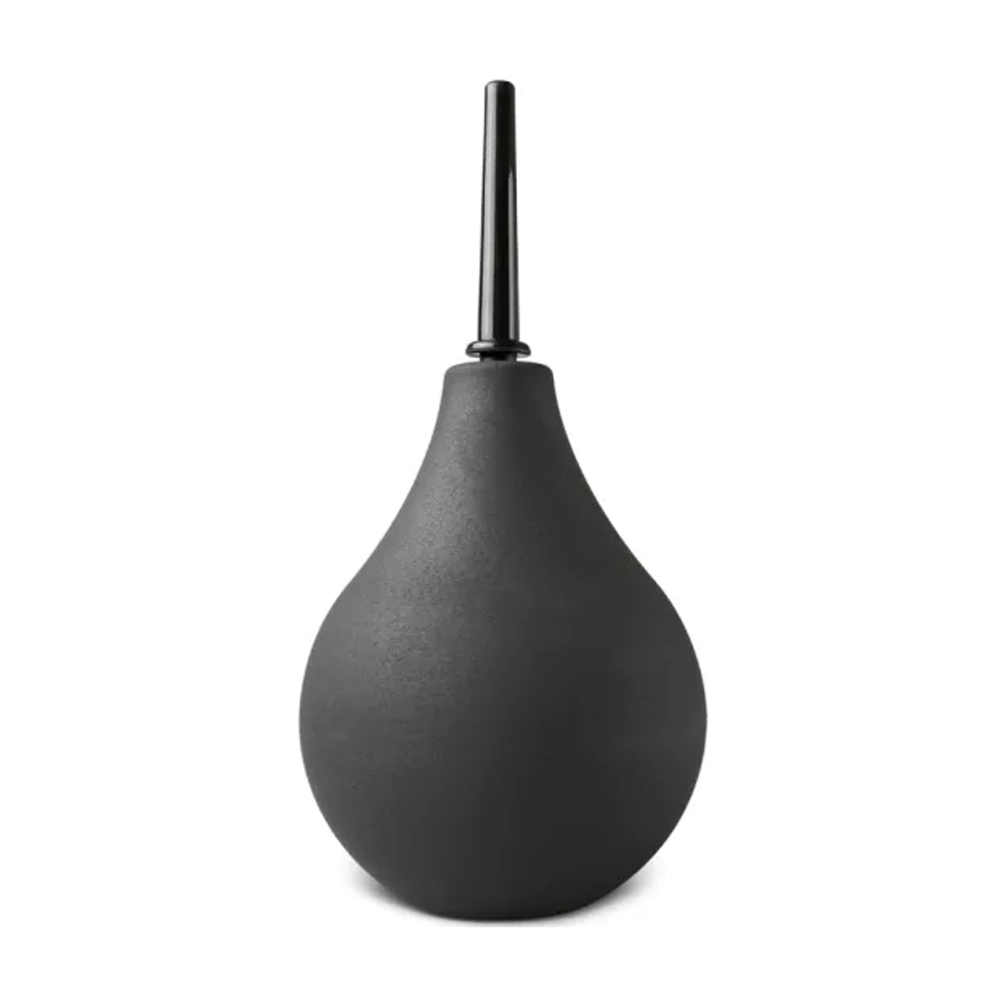 Front view of black squeeze bulb douche with slim nozzle