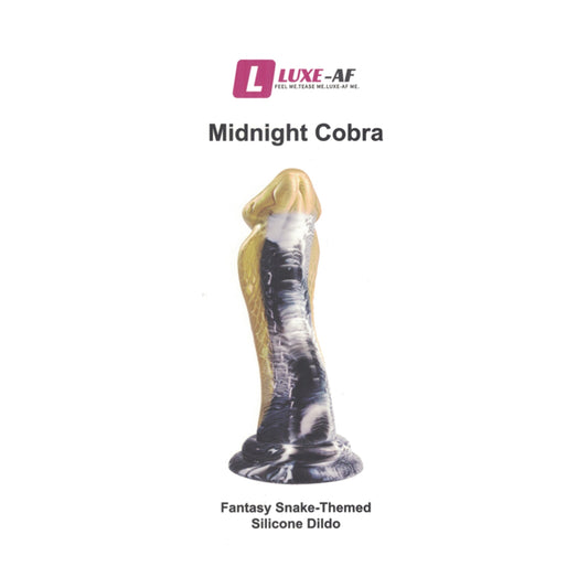 Luxe-AF Midnight Cobra 9.06 Inch Fantasy Dildo Black-Gold retail packaging