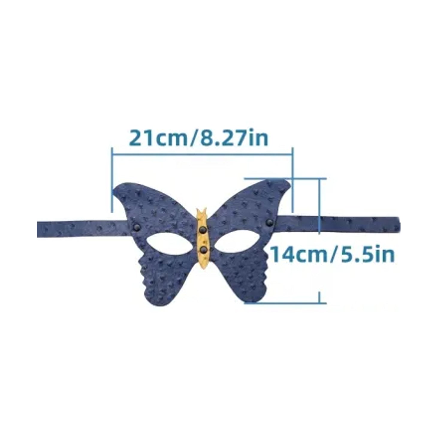Butterfly mask with dimensions showing width and height
