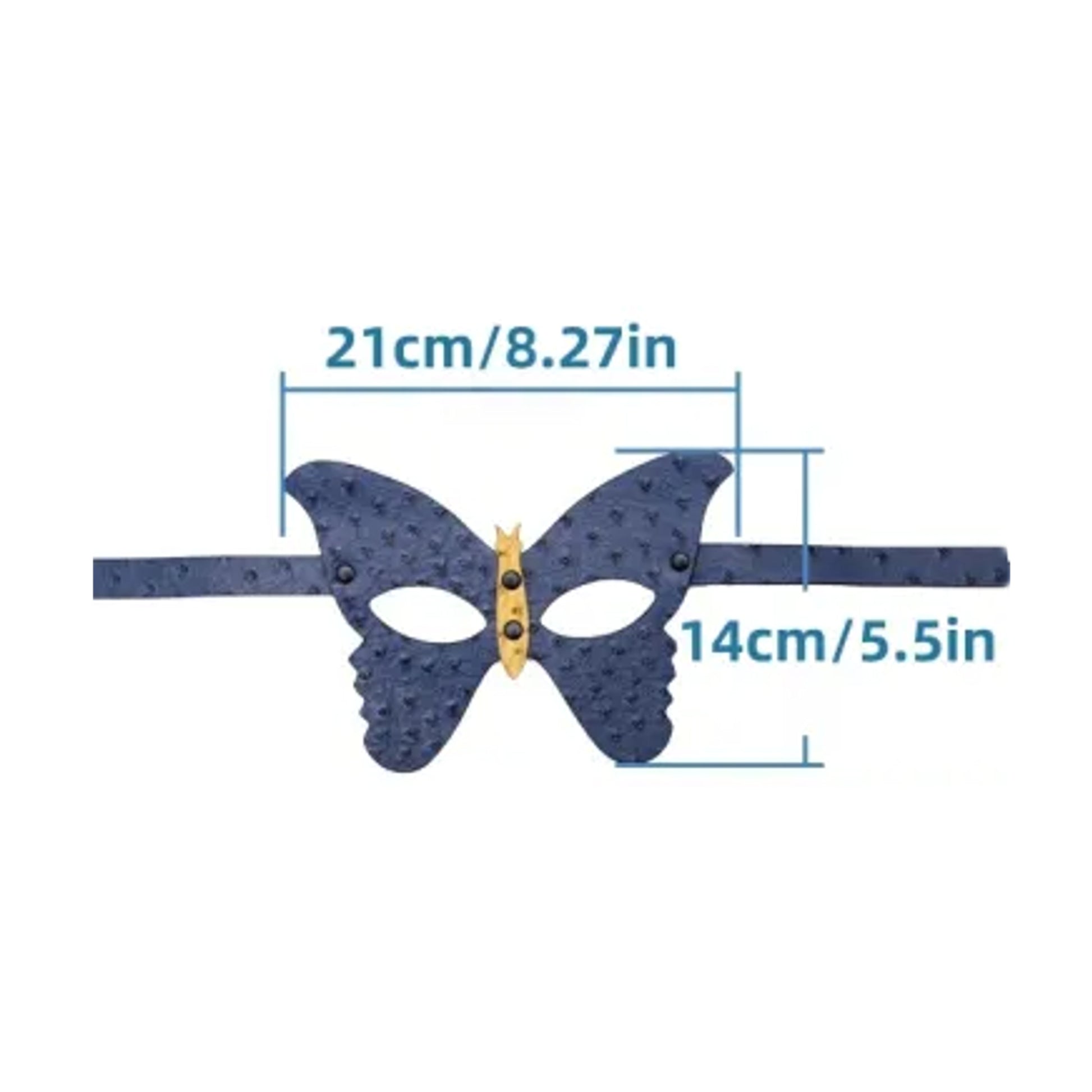 Butterfly mask with dimensions showing width and height