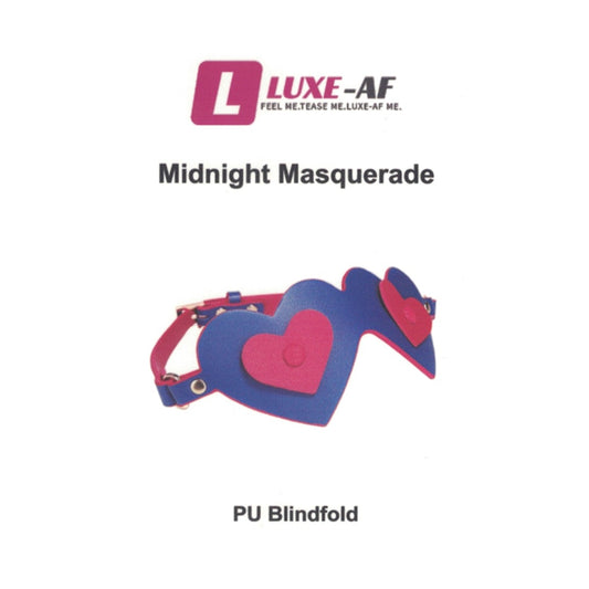 Luxe-AF Midnight Masquerade Hearts Blindfold in retail packaging
