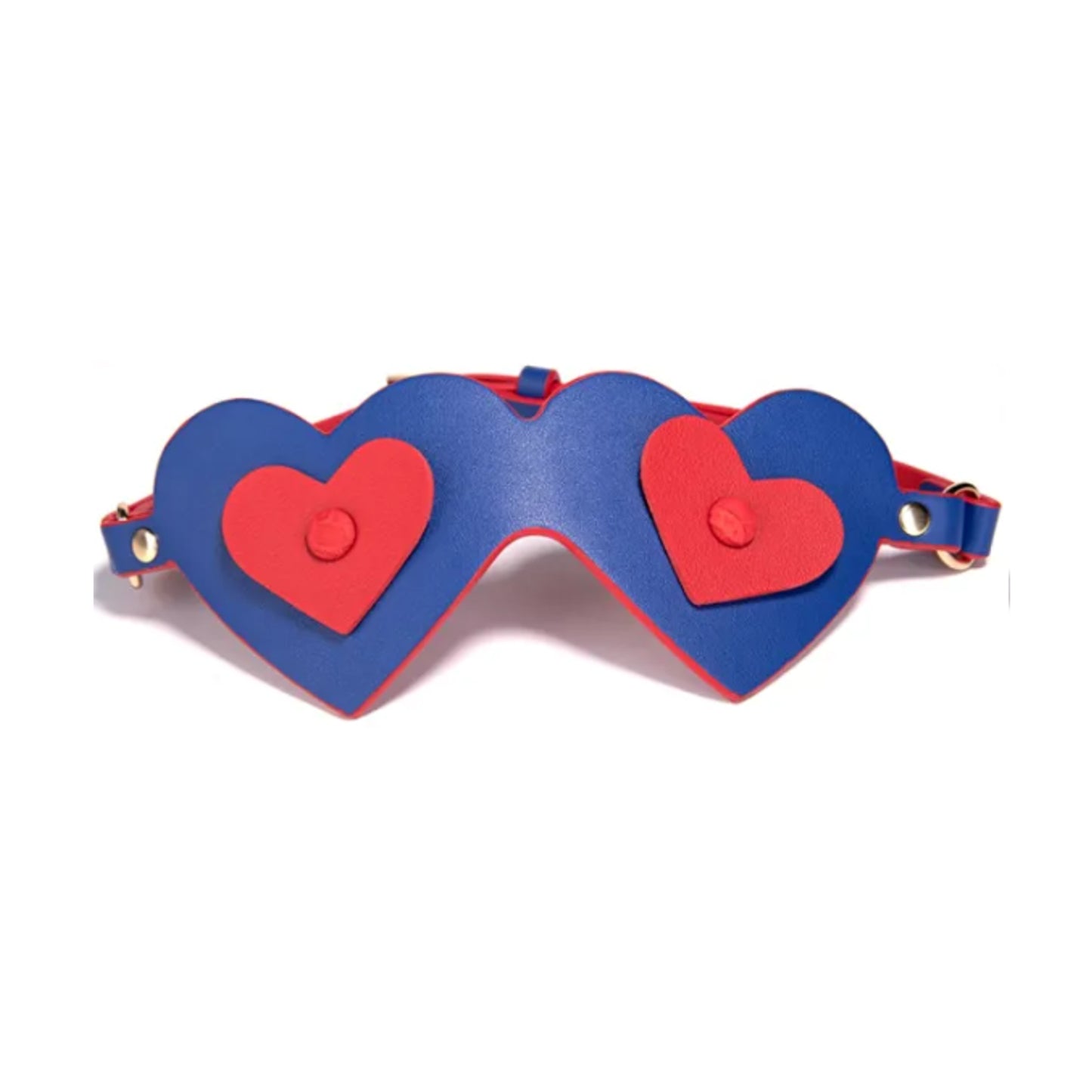 Front view of heart-shaped blindfold with contrasting colours