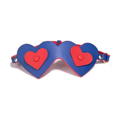 Front view of heart-shaped blindfold with contrasting colours