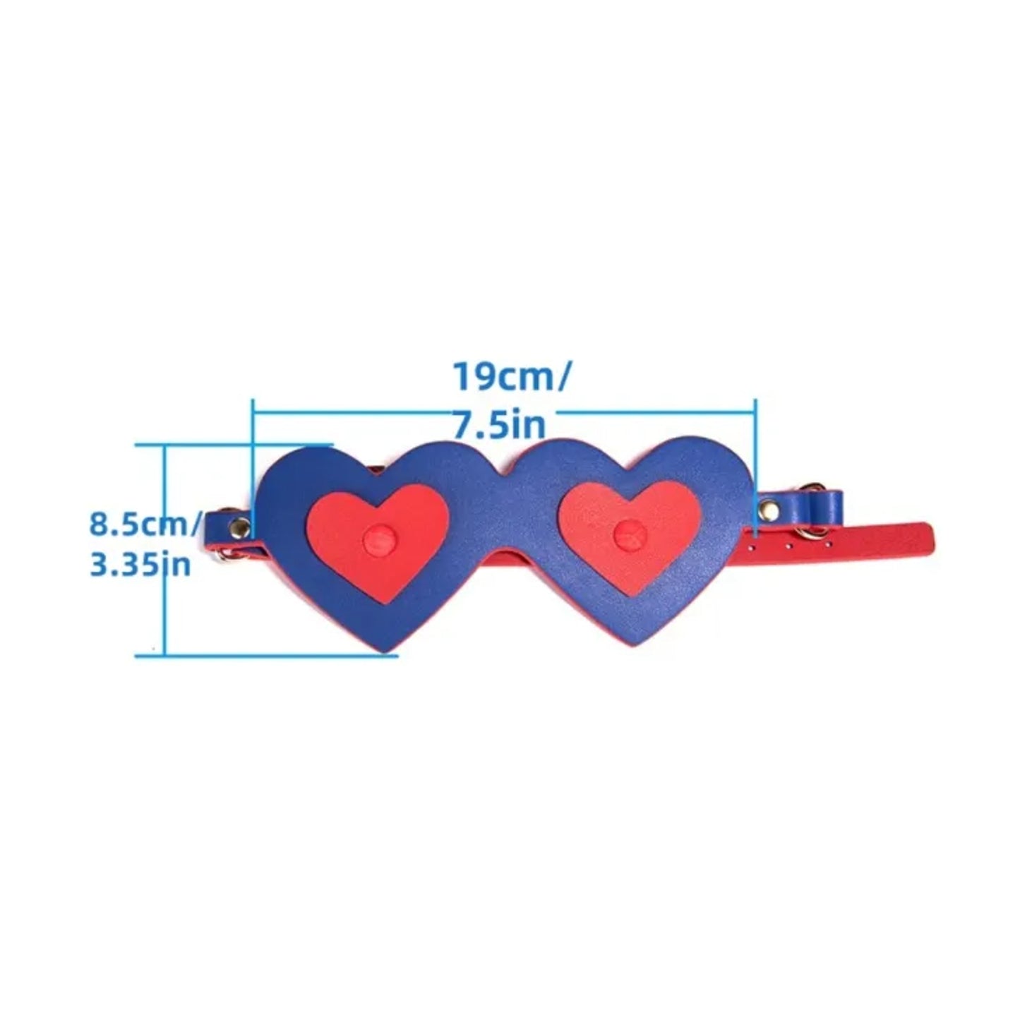 Dimensions image showing blindfold measurements and sizing