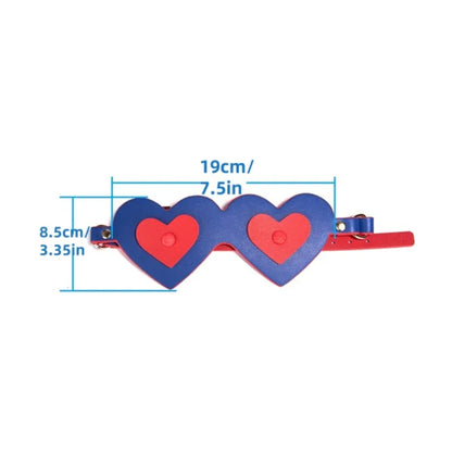 Dimensions image showing blindfold measurements and sizing