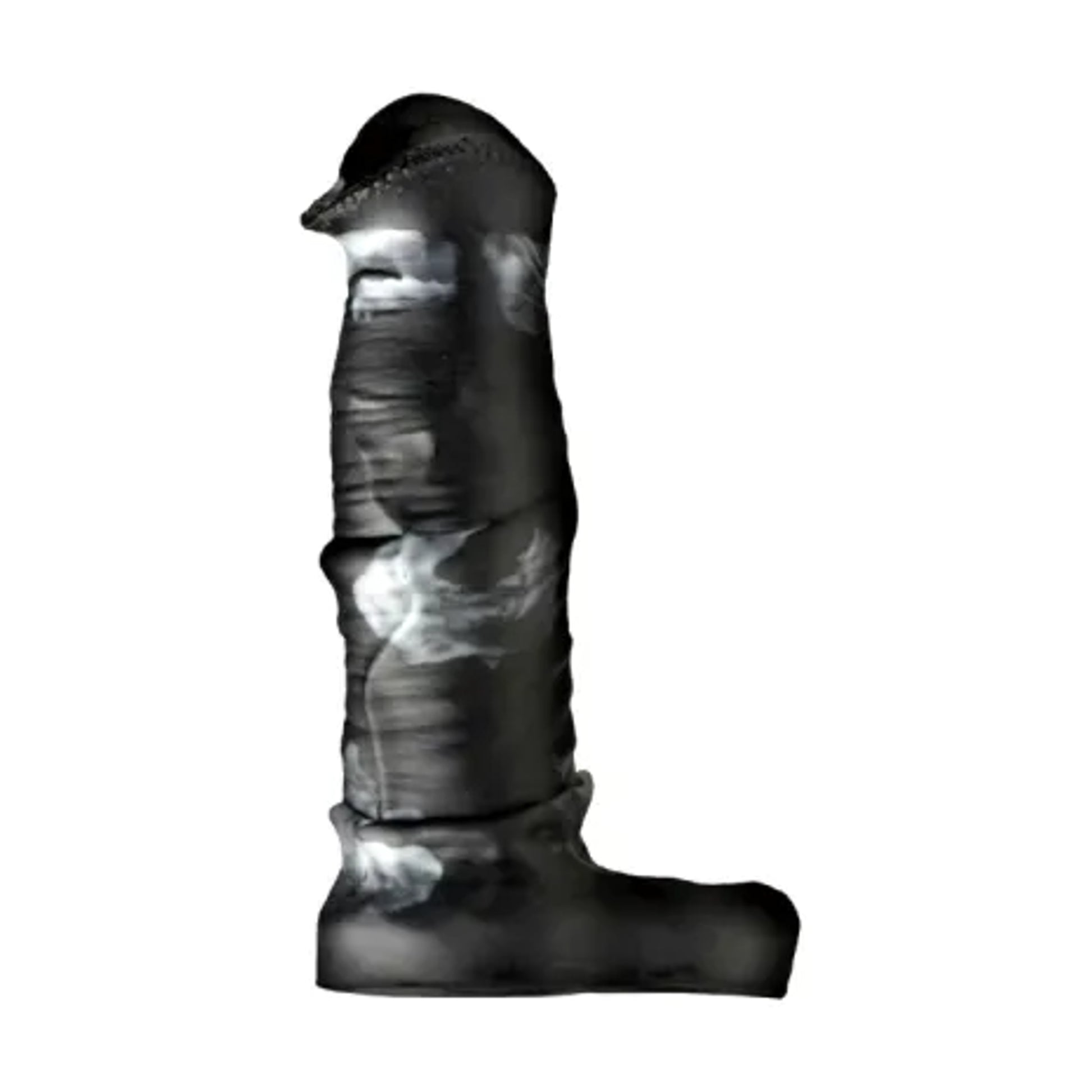Side view of black and grey textured penis sleeve
