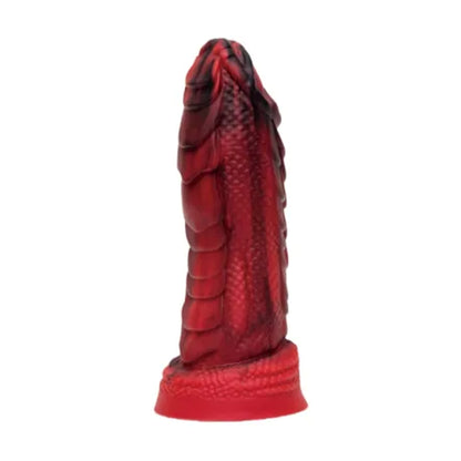 Side profile of monster dildo showing scales and ridges