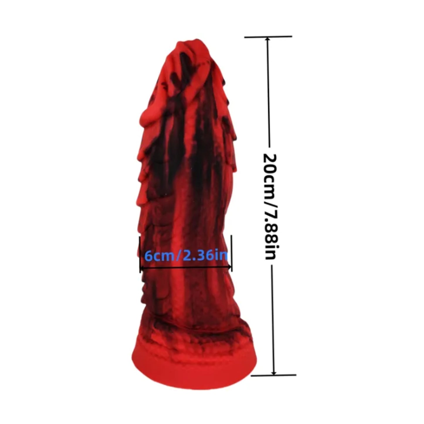 Monster dildo with dimensions showing length and width