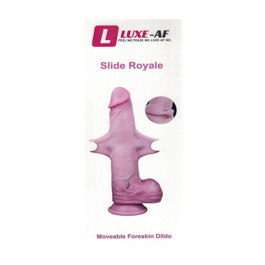 Luxe-AF Slide Royale 9.8 Inch Movable Skin Dildo Flesh retail packaging