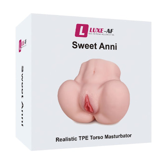 Luxe-AF Sweet Anni Realistic TPE Torso Masturbator in retail packaging