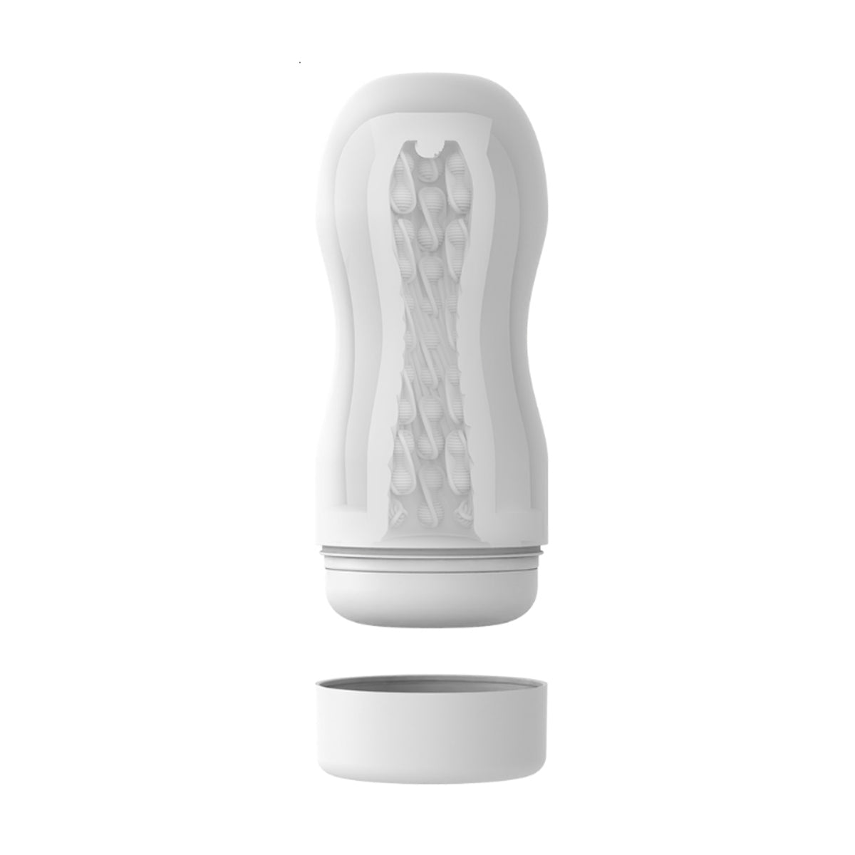 White bulbed stroker with removable end cap