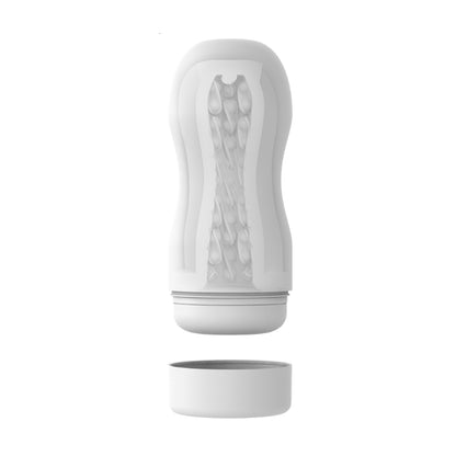 White bulbed stroker with removable end cap