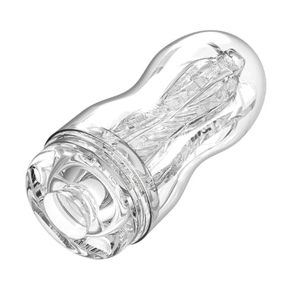 Angled view showing clear casing and textured sleeve