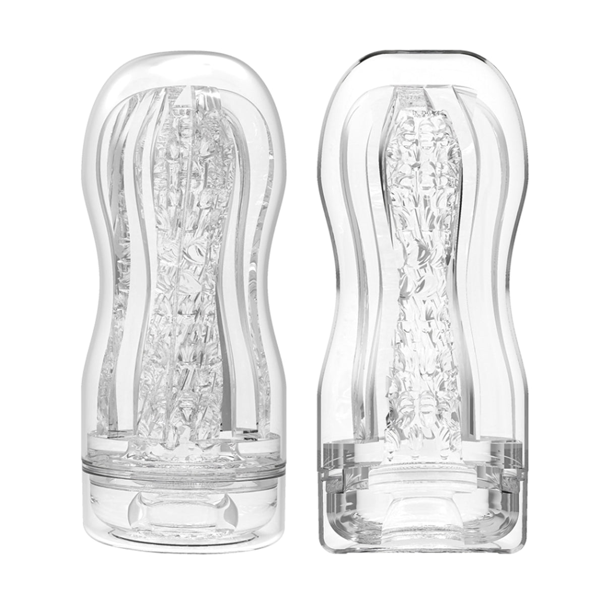Front and rear views of transparent stroker