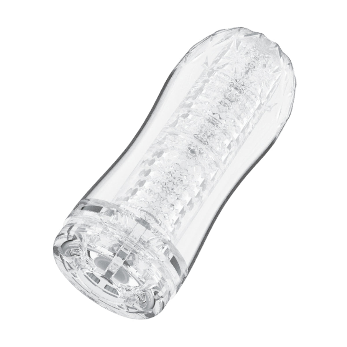 Angled view of transparent textured stroker