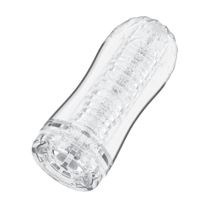 Angled view of transparent textured stroker