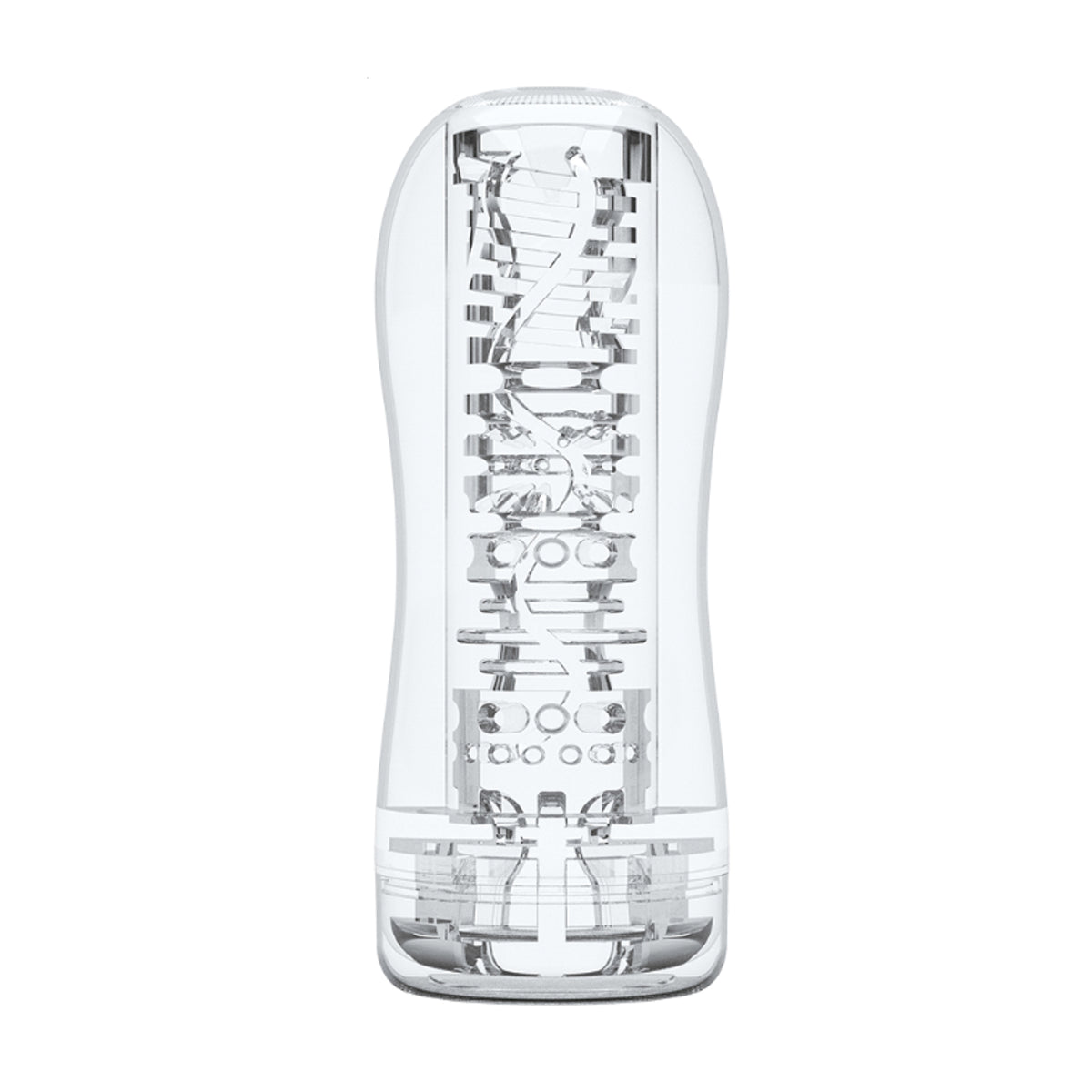 Clear stroker showing textured internal sleeve