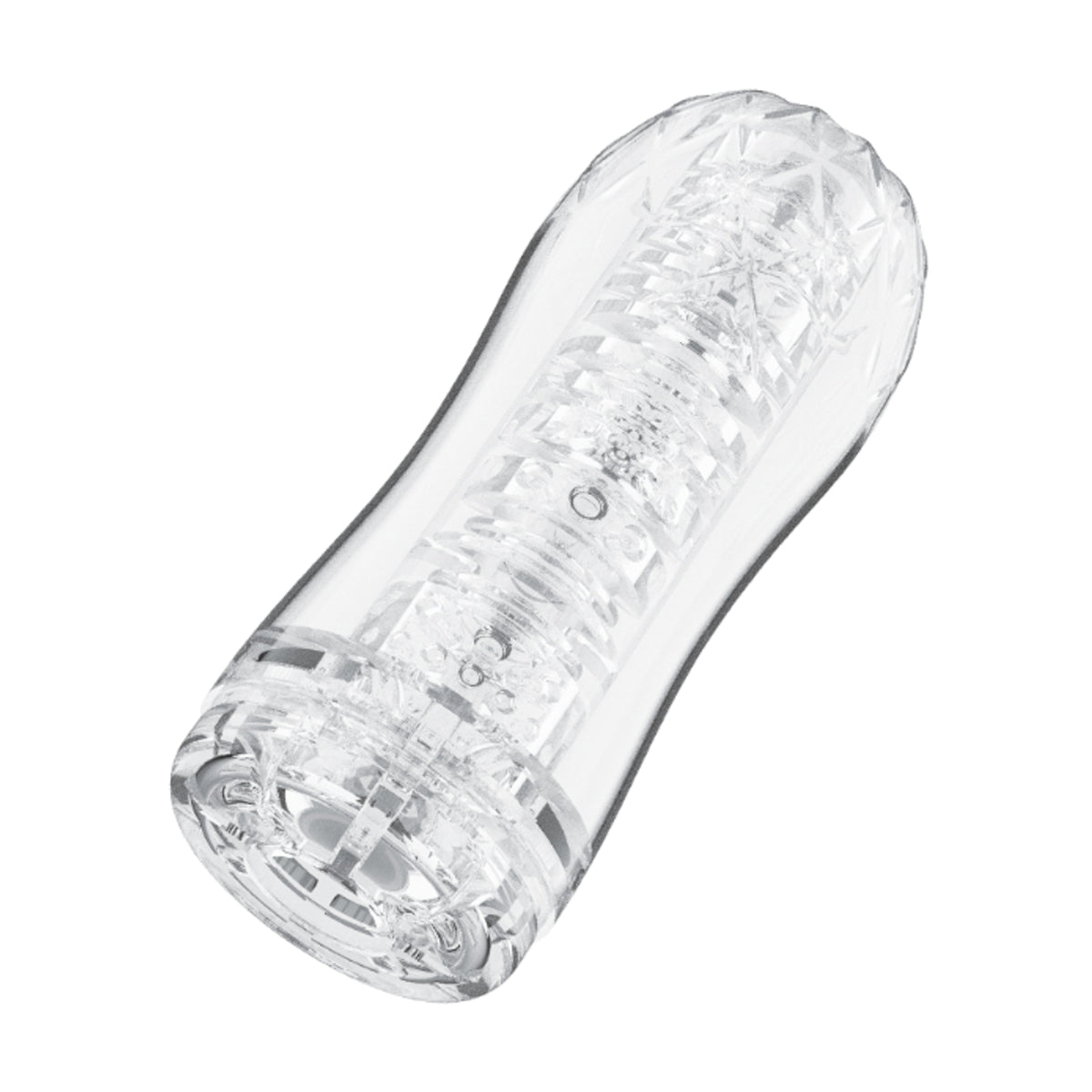 Angled view of transparent textured stroker