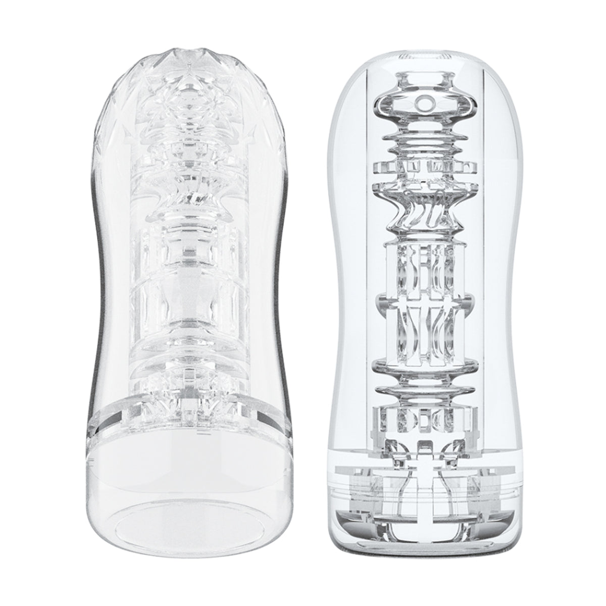 Front and rear views of textured masturbator