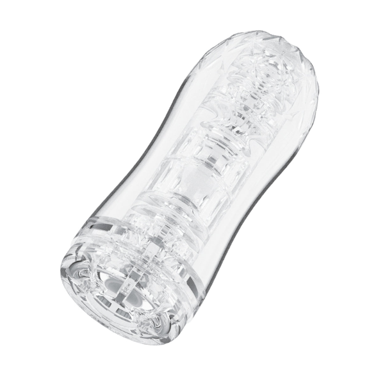 Angled view of transparent textured sleeve