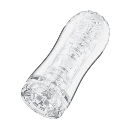 Angled view of transparent textured sleeve