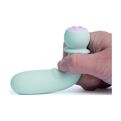 Flexible teal bullet bent in hand showing movement