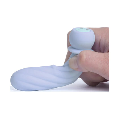 Flexible purple swirl bullet bent in hand showing movement