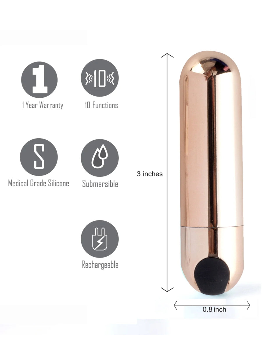 Maia Jessi USB Mini Bullet Vibrator Rose Gold