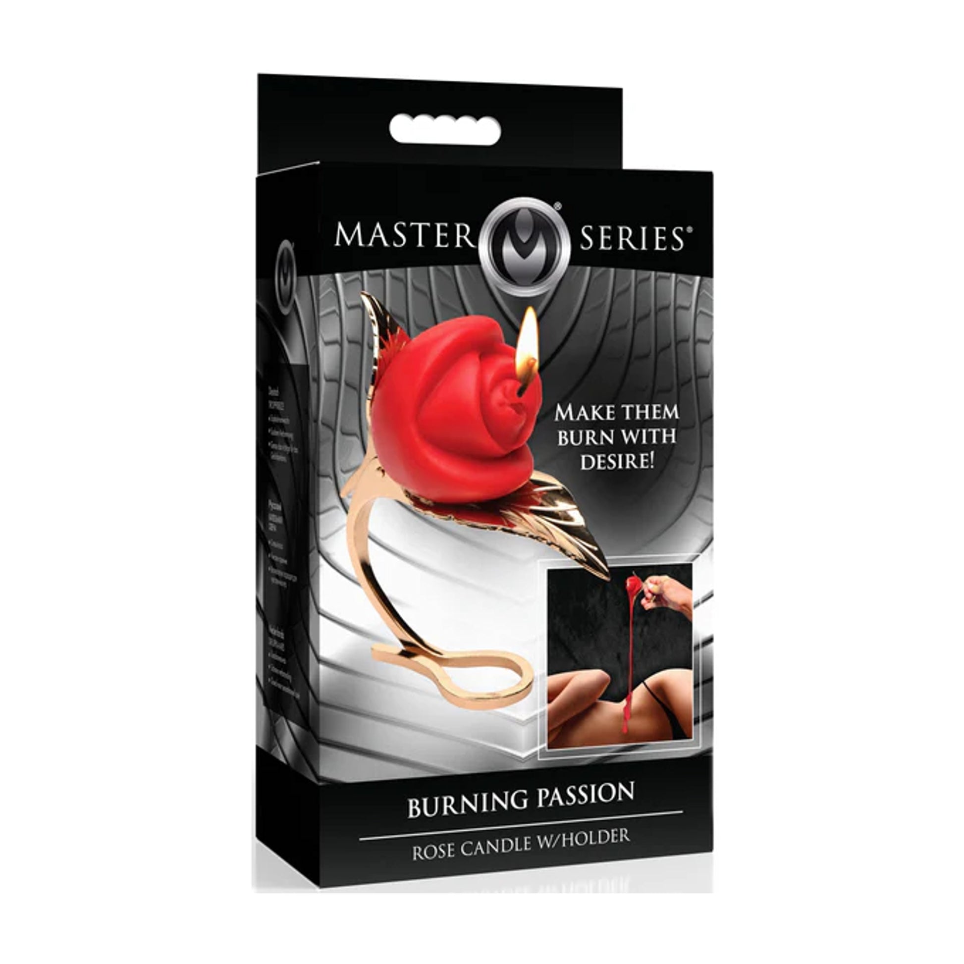 Master Series Burning Passion Rose Candle & Holder retail packaging