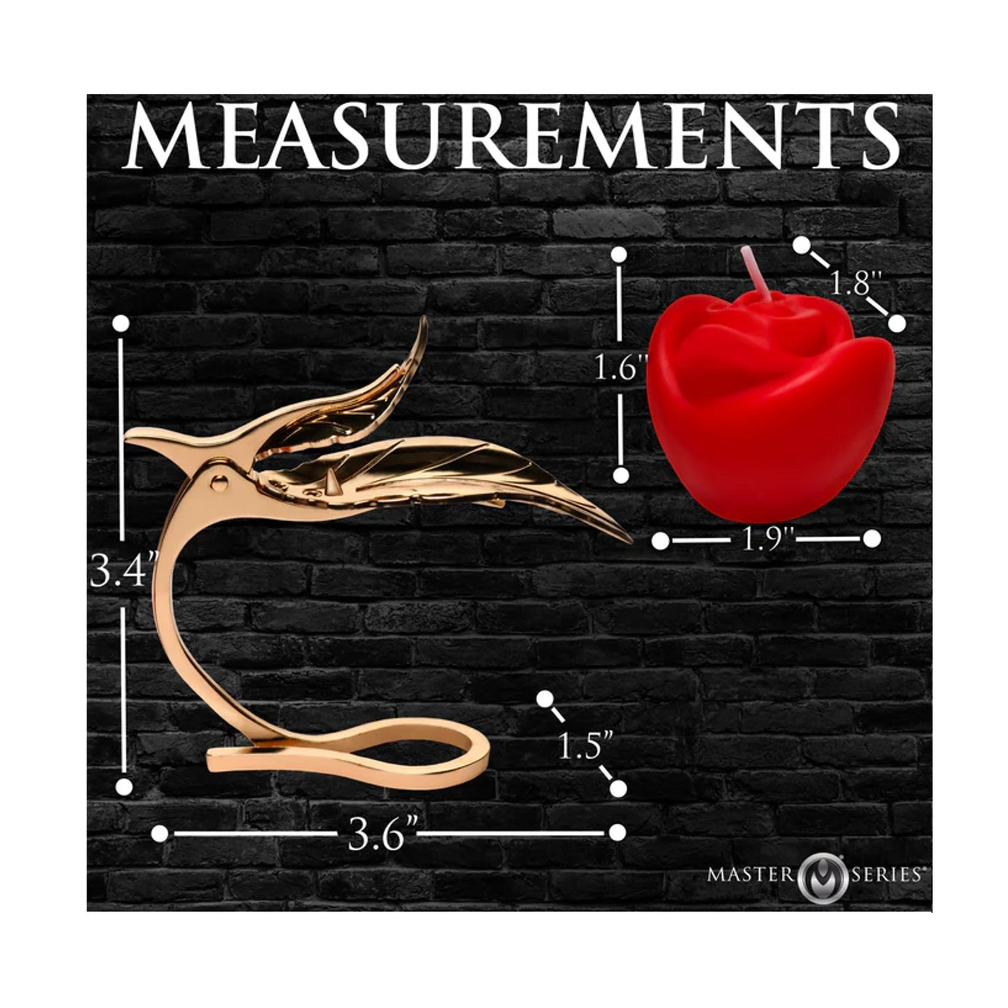 Measurement guide showing candle and holder dimensions