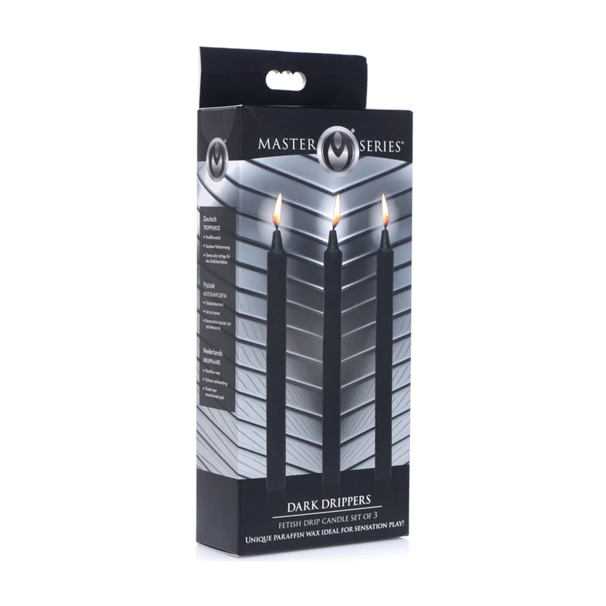 Master Series Dark Drippers Fetish Candles 3 Pack in retail packaging