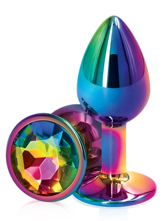 Metal Anal Plug Iridescent/Pink Small