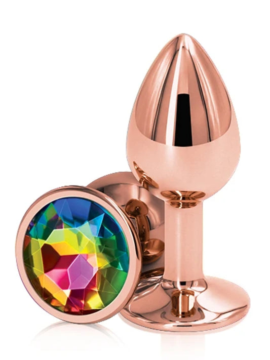 Metal Anal Plug Rose Gold/Rainbow Small