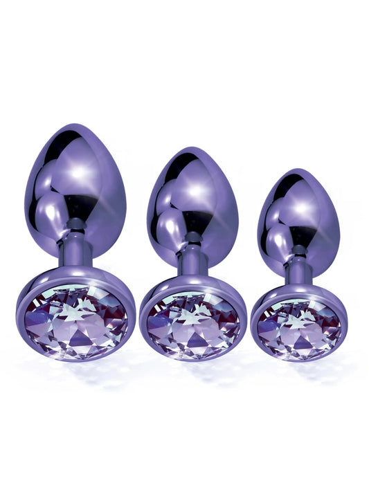 Metal Round Anal Plug Purple Large