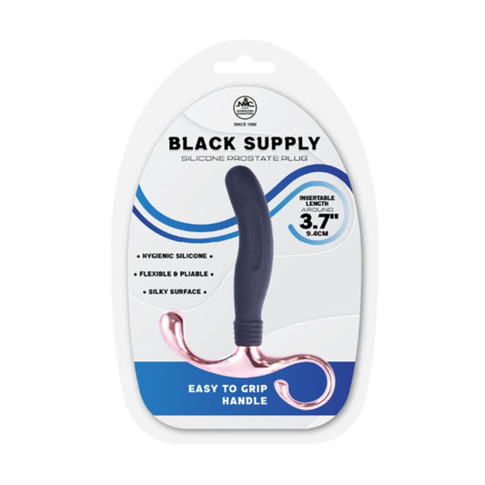 NMC Black Supply Silicone Prostate Plug Black in retail packaging