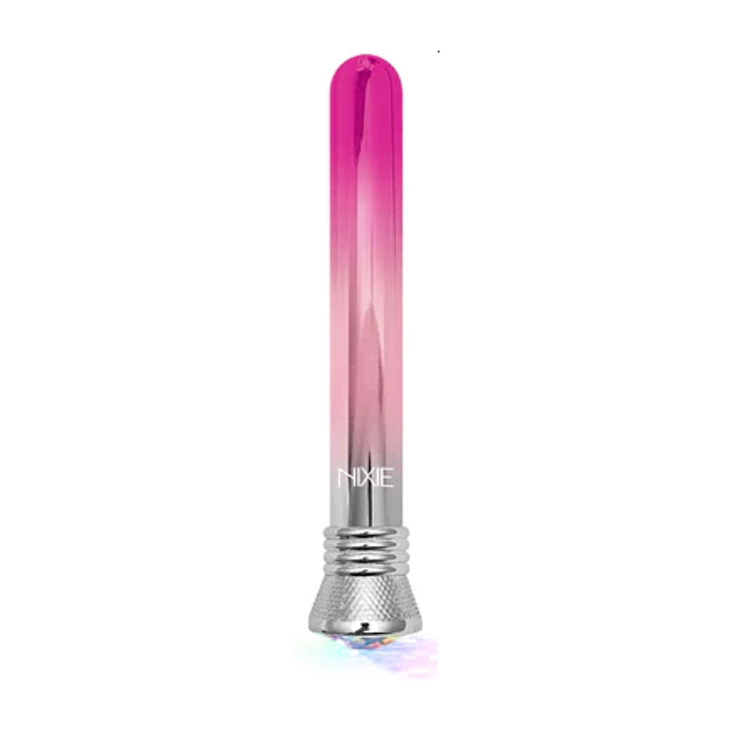 Full view of pink to silver ombre vibrator design