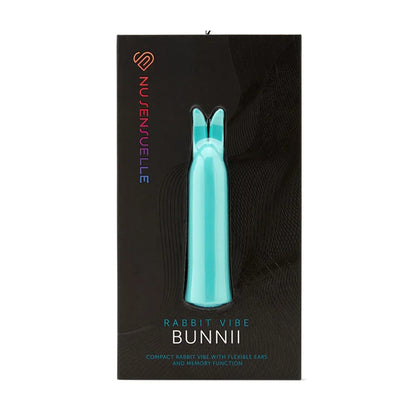 Nu Sensuelle Bunnii Rabbit Vibrator Blue in retail packaging